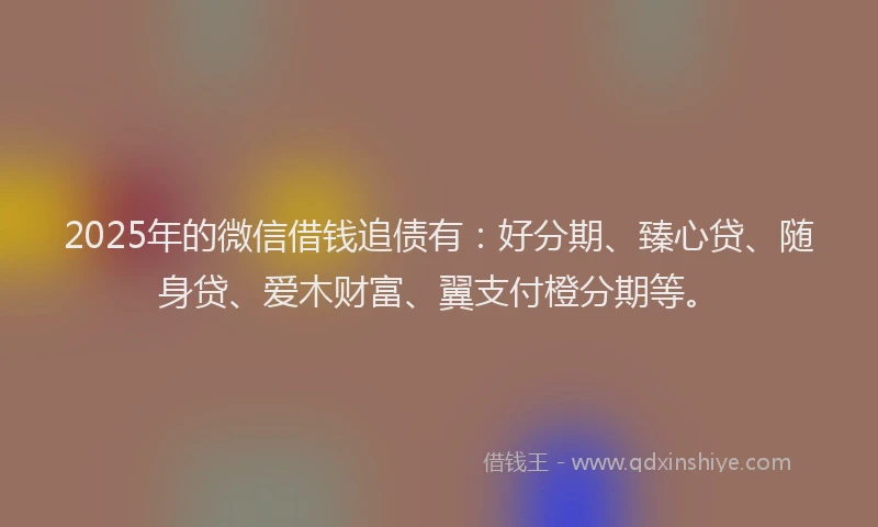 2025年的微信借钱追债有：好分期、臻心贷、随身贷、爱木财富、翼支付橙分期等。