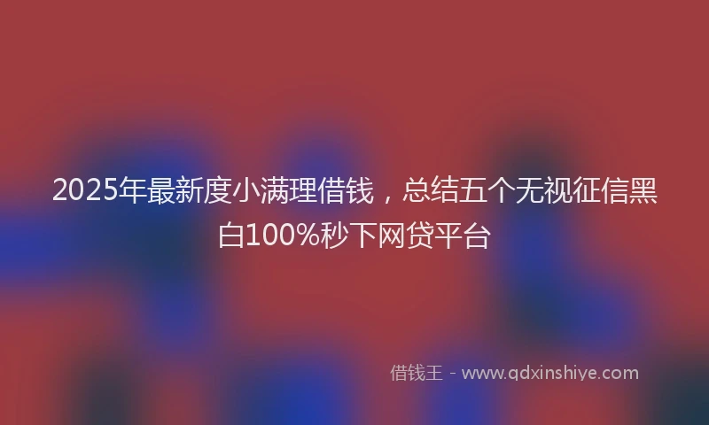 2025年最新度小满理借钱，总结五个无视征信黑白100%秒下网贷平台