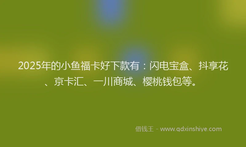 2025年的小鱼福卡好下款有：闪电宝盒、抖享花、京卡汇、一川商城、樱桃钱包等。