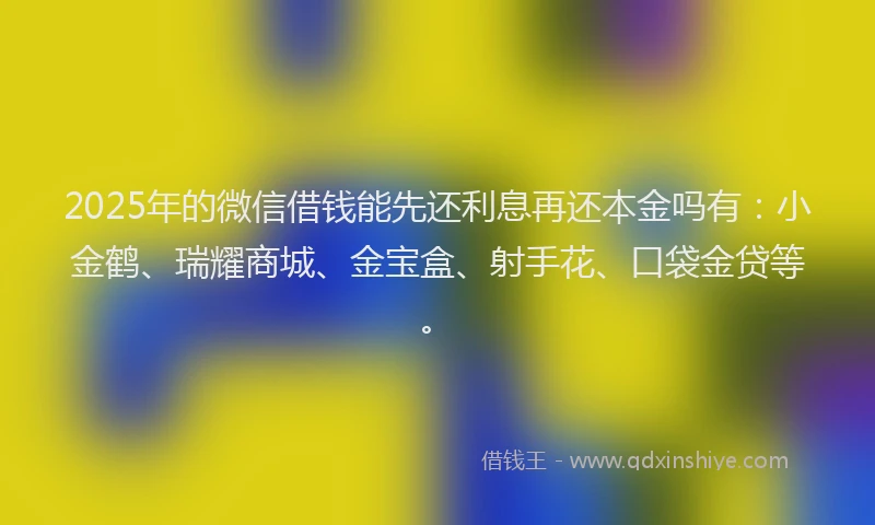 2025年的微信借钱能先还利息再还本金吗有：小金鹤、瑞耀商城、金宝盒、射手花、口袋金贷等。