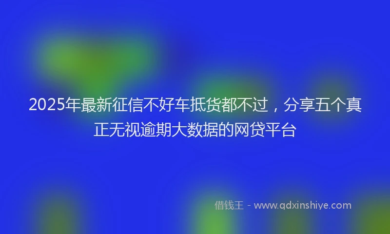 2025年最新征信不好车抵货都不过，分享五个真正无视逾期大数据的网贷平台