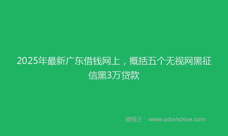 2025年最新广东借钱网上，概括五个无视网黑征信黑3万贷款
