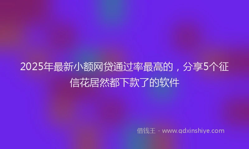 2025年最新小额网贷通过率最高的，分享5个征信花居然都下款了的软件