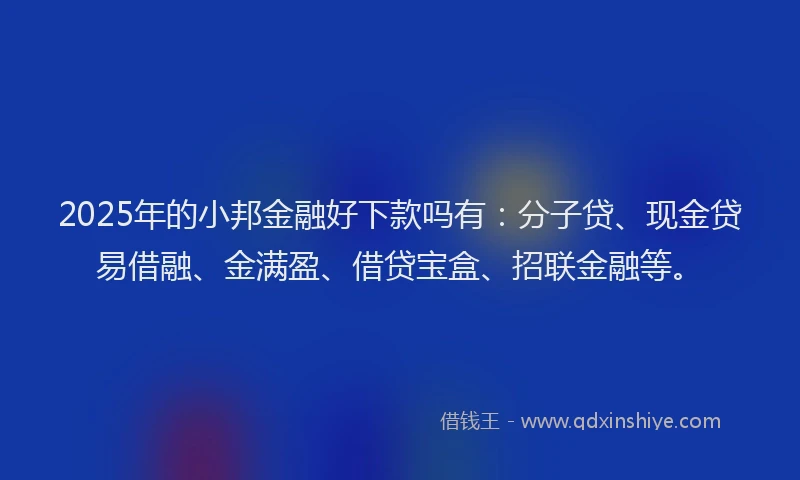2025年的小邦金融好下款吗有：分子贷、现金贷易借融、金满盈、借贷宝盒、招联金融等。