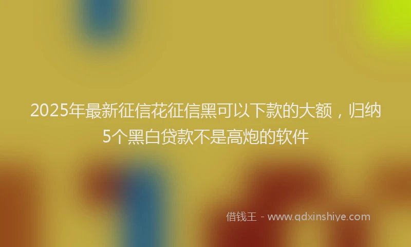 2025年最新征信花征信黑可以下款的大额，归纳5个黑白贷款不是高炮的软件