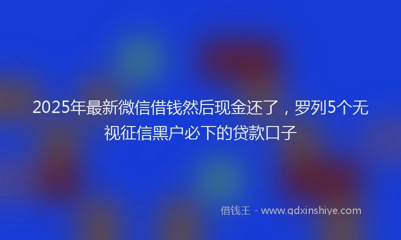 2025年最新微信借钱然后现金还了，罗列5个无视征信黑户必下的贷款口子