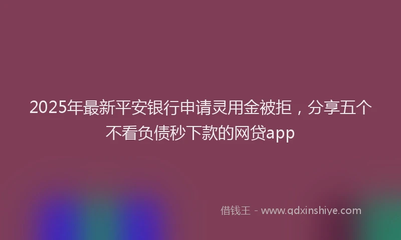 2025年最新平安银行申请灵用金被拒，分享五个不看负债秒下款的网贷app