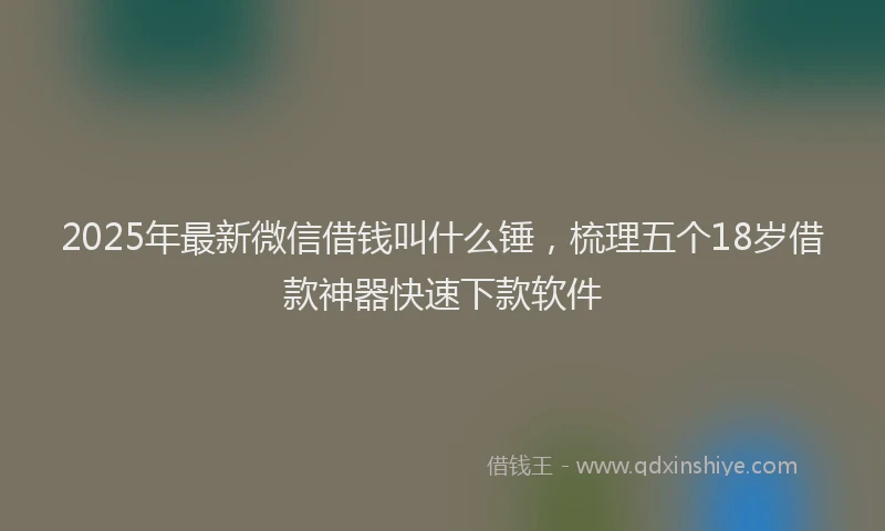 2025年最新微信借钱叫什么锤，梳理五个18岁借款神器快速下款软件