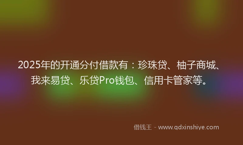 2025年的开通分付借款有：珍珠贷、柚子商城、我来易贷、乐贷Pro钱包、信用卡管家等。