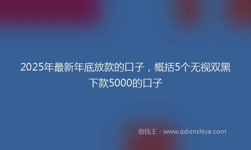 2025年最新年底放款的口子，概括5个无视双黑下款5000的口子