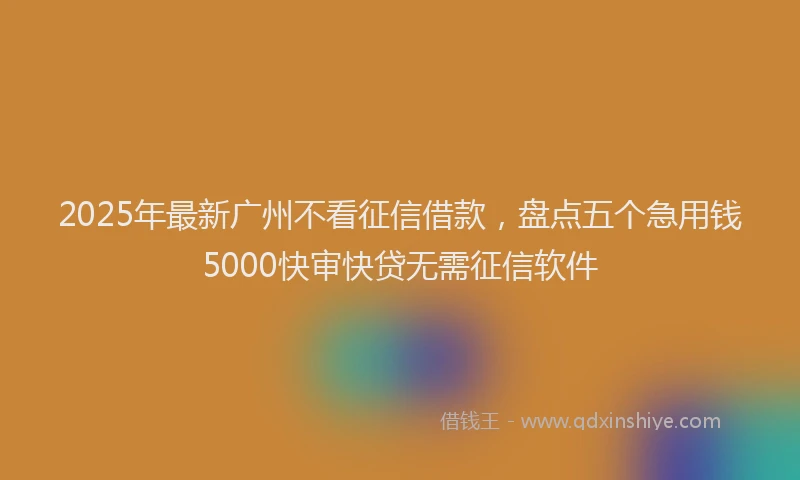 2025年最新广州不看征信借款，盘点五个急用钱5000快审快贷无需征信软件