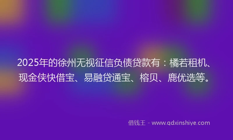 2025年的徐州无视征信负债贷款有：橘若租机、现金侠快借宝、易融贷通宝、榕贝、鹿优选等。