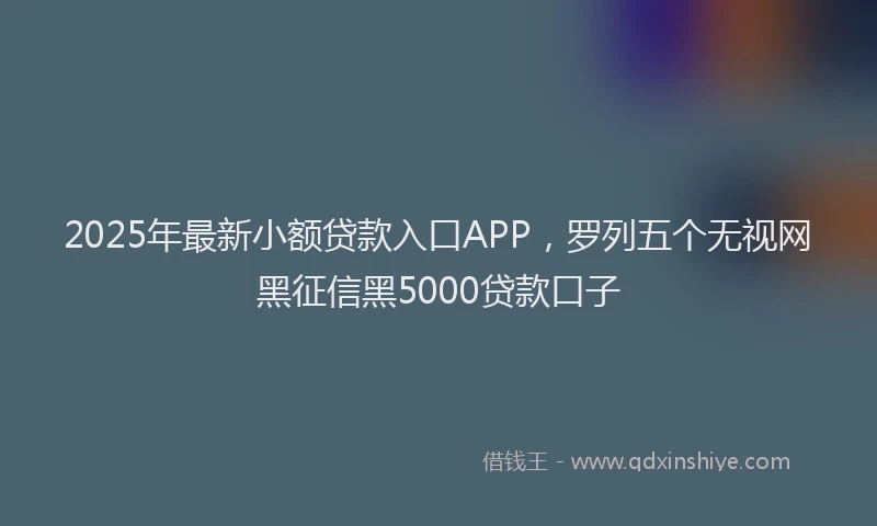 2025年最新小额贷款入口APP，罗列五个无视网黑征信黑5000贷款口子