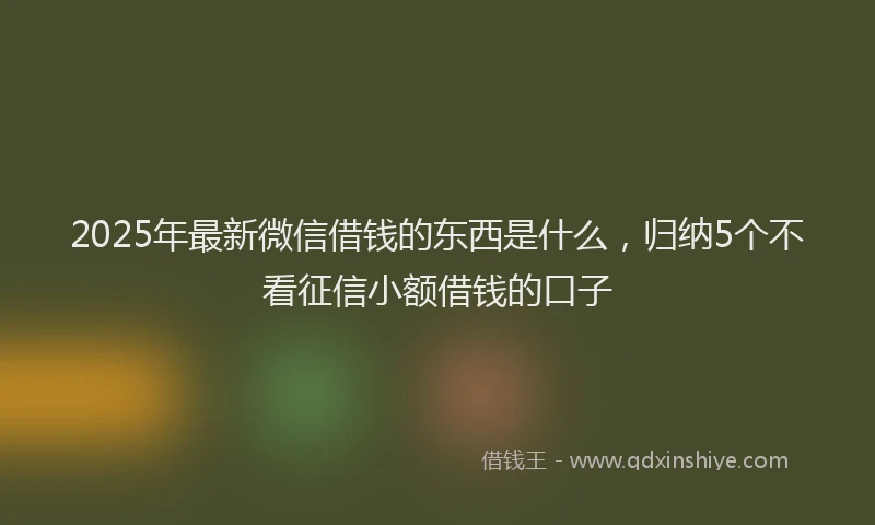 2025年最新微信借钱的东西是什么，归纳5个不看征信小额借钱的口子