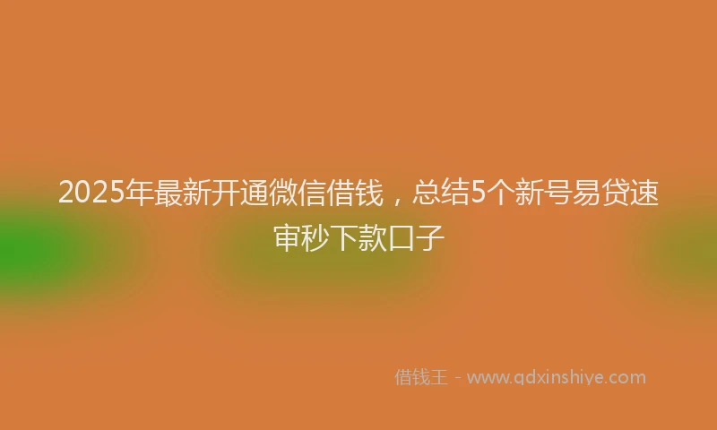 2025年最新开通微信借钱，总结5个新号易贷速审秒下款口子