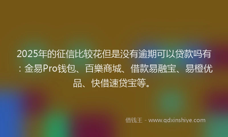 2025年的征信比较花但是没有逾期可以贷款吗有：金易Pro钱包、百樂商城、借款易融宝、易橙优品、快借速贷宝等。