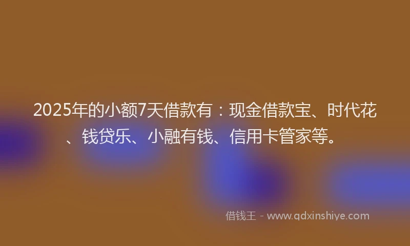 2025年的小额7天借款有：现金借款宝、时代花、钱贷乐、小融有钱、信用卡管家等。