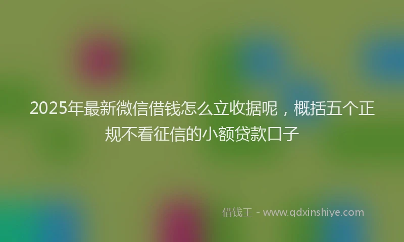 2025年最新微信借钱怎么立收据呢，概括五个正规不看征信的小额贷款口子