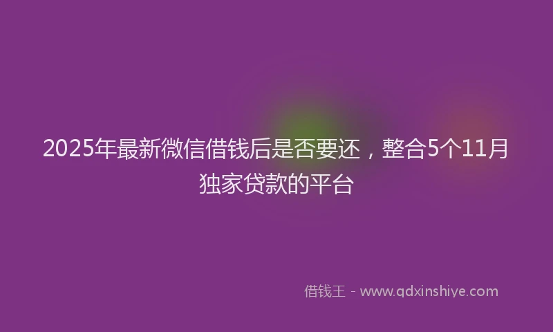 2025年最新微信借钱后是否要还，整合5个11月独家贷款的平台