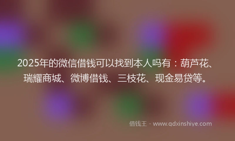 2025年的微信借钱可以找到本人吗有：葫芦花、瑞耀商城、微博借钱、三枝花、现金易贷等。