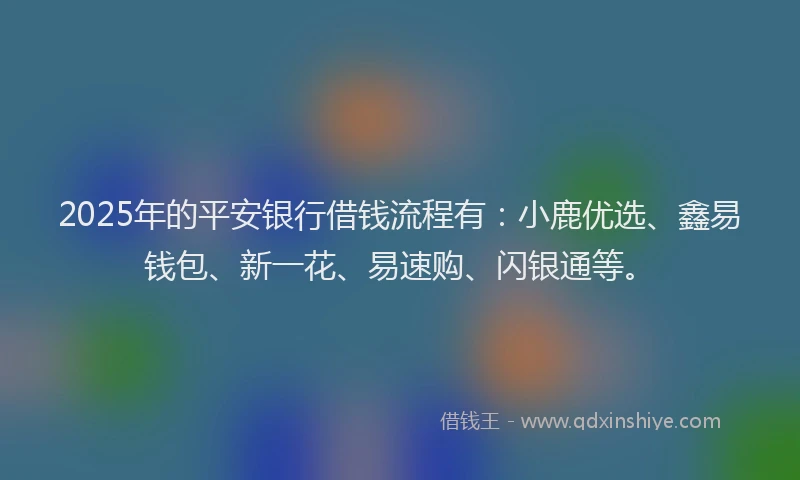 2025年的平安银行借钱流程有：小鹿优选、鑫易钱包、新一花、易速购、闪银通等。