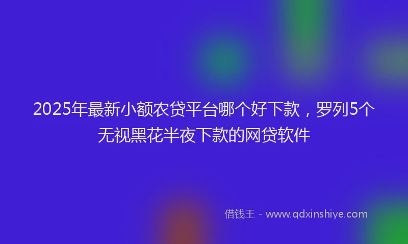 2025年最新小额农贷平台哪个好下款，罗列5个无视黑花半夜下款的网贷软件