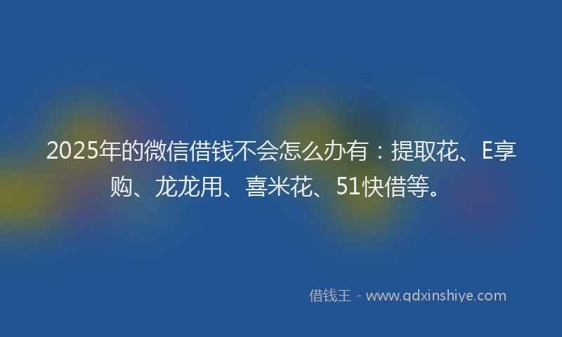 2025年的微信借钱不会怎么办有：提取花、E享购、龙龙用、喜米花、51快借等。