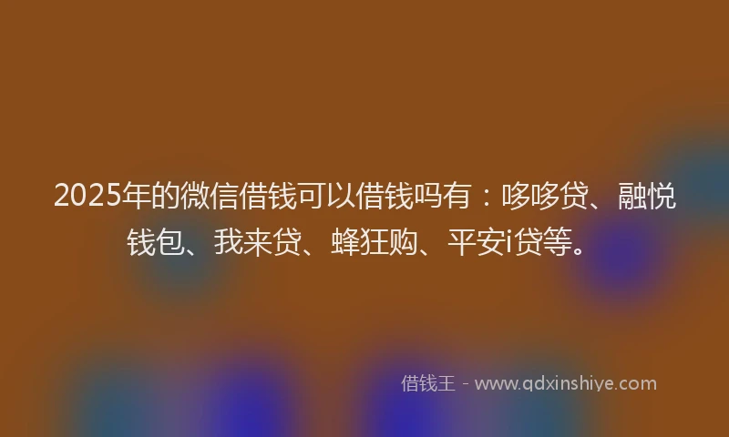 2025年的微信借钱可以借钱吗有：哆哆贷、融悦钱包、我来贷、蜂狂购、平安i贷等。