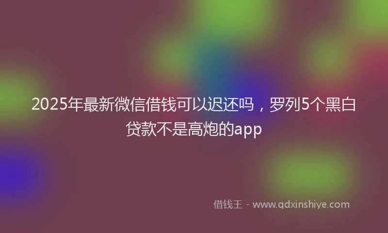 2025年最新微信借钱可以迟还吗，罗列5个黑白贷款不是高炮的app