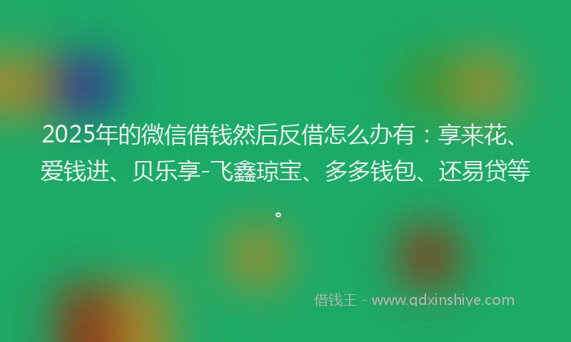 2025年的微信借钱然后反借怎么办有：享来花、爱钱进、贝乐享-飞鑫琼宝、多多钱包、还易贷等。