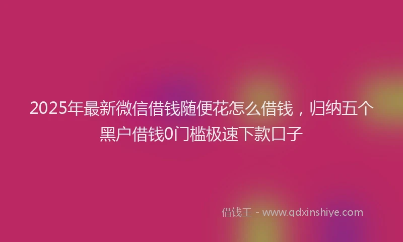 2025年最新微信借钱随便花怎么借钱，归纳五个黑户借钱0门槛极速下款口子