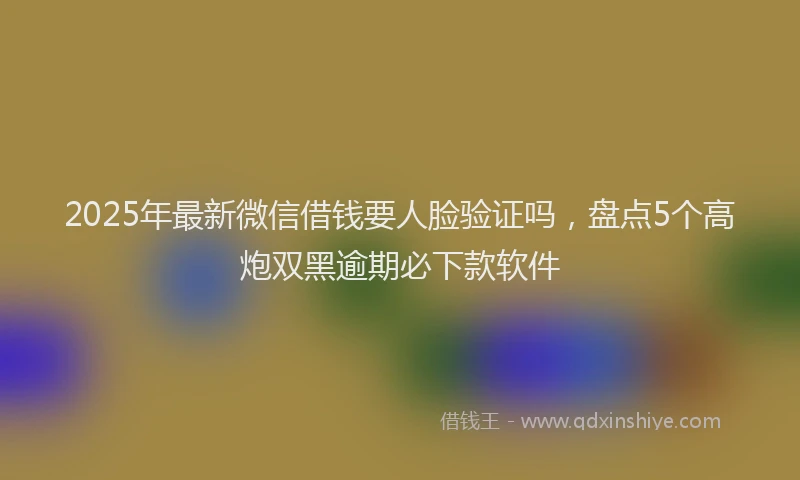 2025年最新微信借钱要人脸验证吗，盘点5个高炮双黑逾期必下款软件