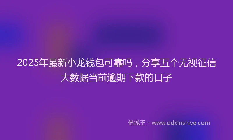 2025年最新小龙钱包可靠吗，分享五个无视征信大数据当前逾期下款的口子
