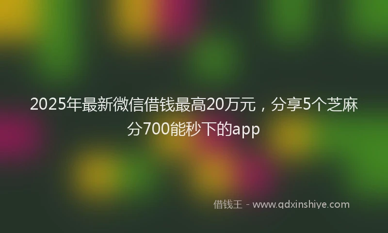 2025年最新微信借钱最高20万元，分享5个芝麻分700能秒下的app