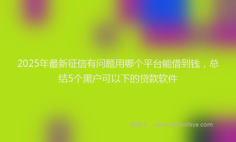 2025年最新征信有问题用哪个平台能借到钱，总结5个黑户可以下的贷款软件