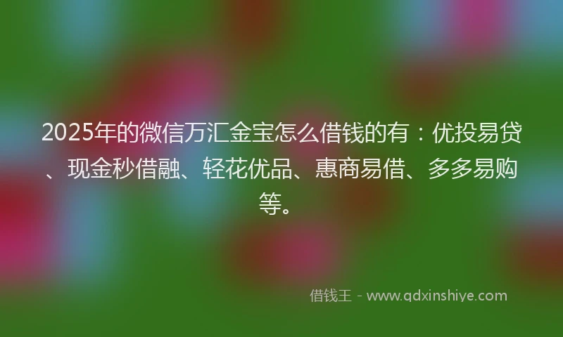 2025年的微信万汇金宝怎么借钱的有：优投易贷、现金秒借融、轻花优品、惠商易借、多多易购等。