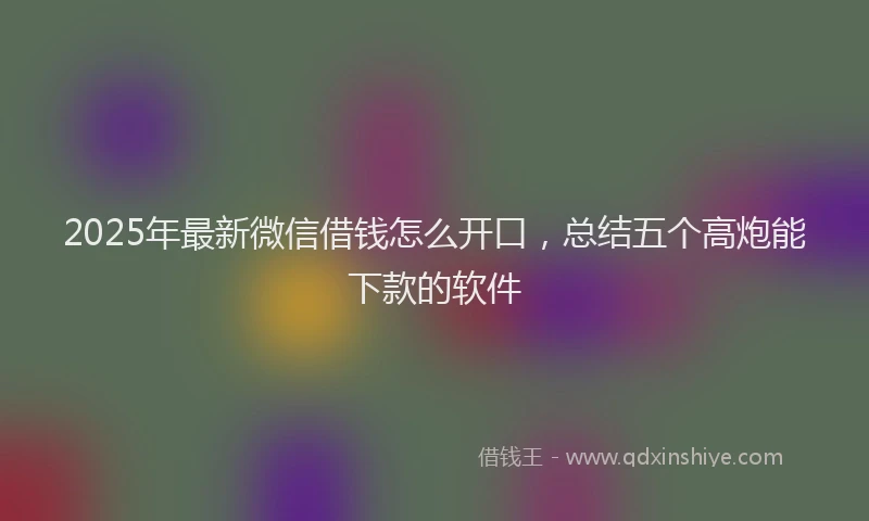 2025年最新微信借钱怎么开口，总结五个高炮能下款的软件