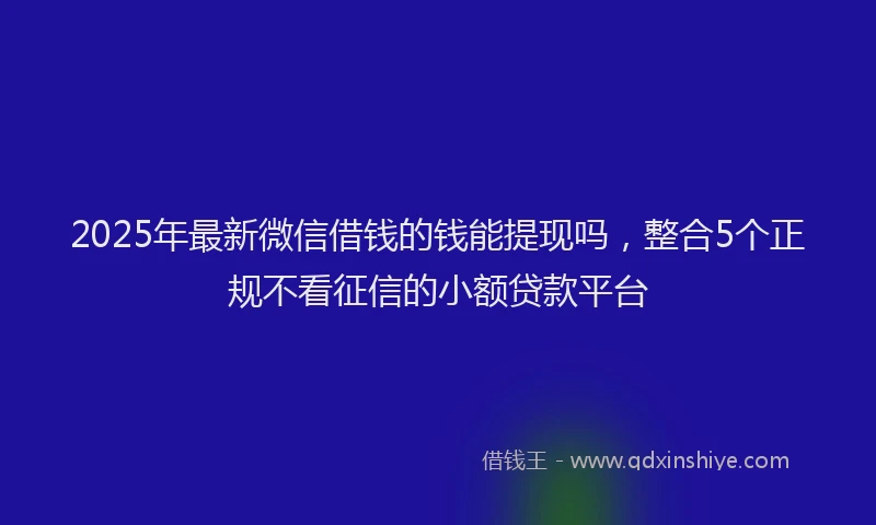 2025年最新微信借钱的钱能提现吗，整合5个正规不看征信的小额贷款平台