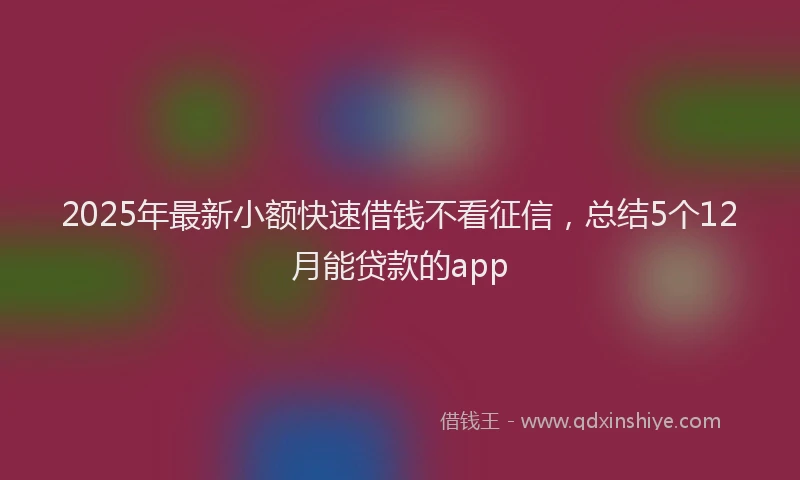 2025年最新小额快速借钱不看征信，总结5个12月能贷款的app