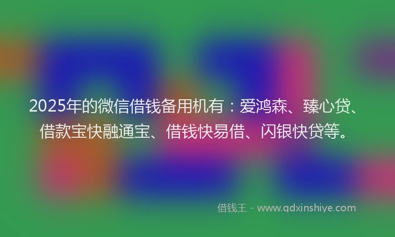 2025年的微信借钱备用机有：爱鸿森、臻心贷、借款宝快融通宝、借钱快易借、闪银快贷等。