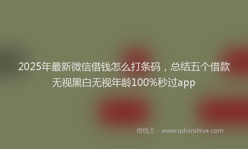 2025年最新微信借钱怎么打条码，总结五个借款无视黑白无视年龄100%秒过app