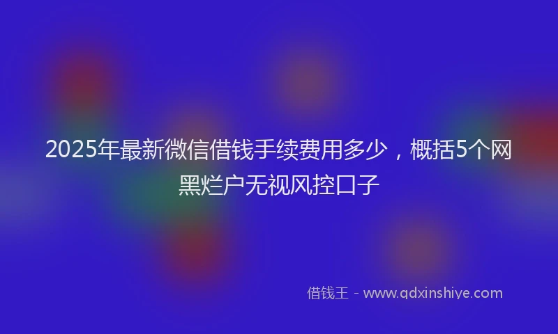 2025年最新微信借钱手续费用多少，概括5个网黑烂户无视风控口子