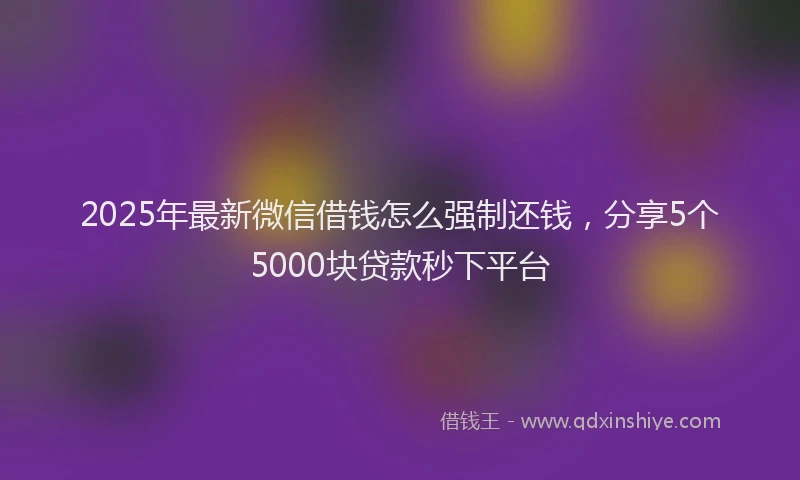 2025年最新微信借钱怎么强制还钱，分享5个5000块贷款秒下平台