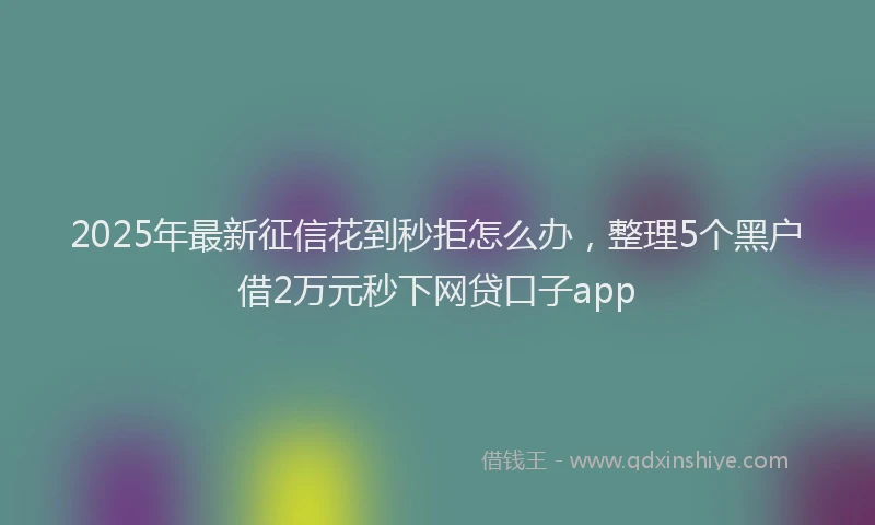 2025年最新征信花到秒拒怎么办，整理5个黑户借2万元秒下网贷口子app