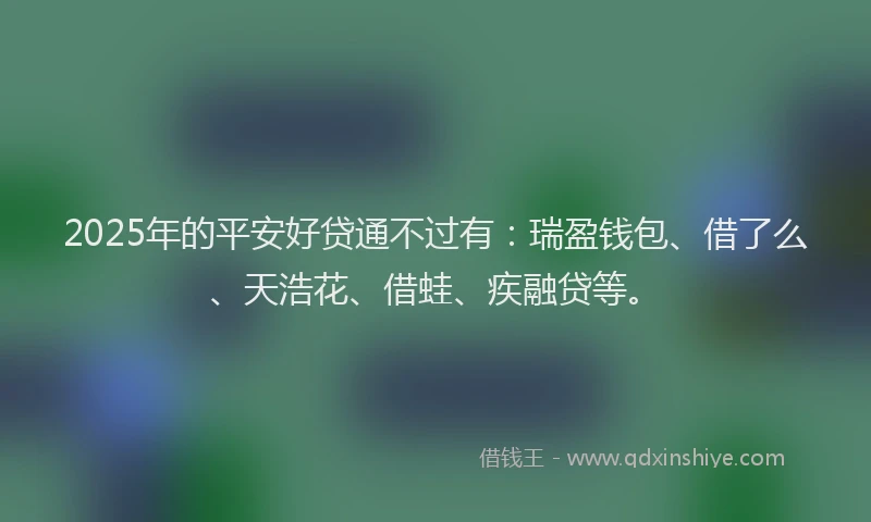 2025年的平安好贷通不过有：瑞盈钱包、借了么、天浩花、借蛙、疾融贷等。