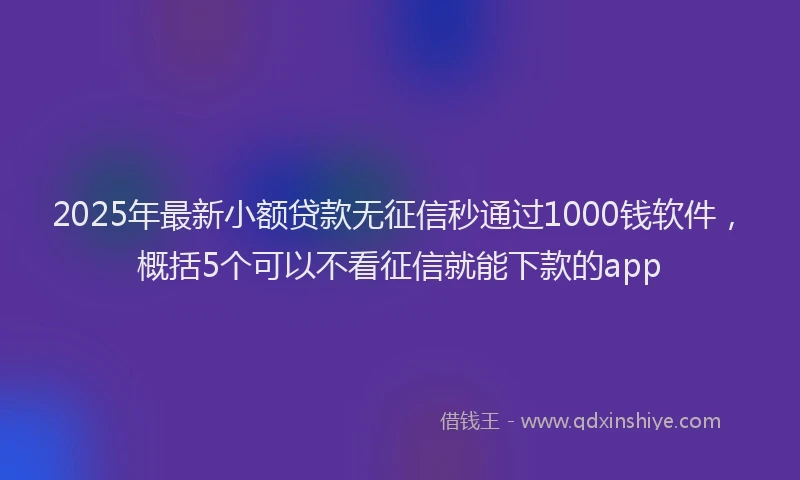 2025年最新小额贷款无征信秒通过1000钱软件，概括5个可以不看征信就能下款的app
