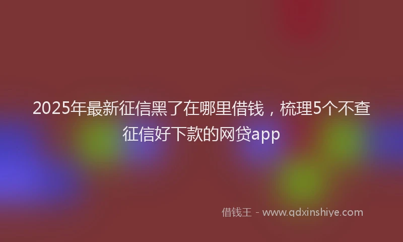 2025年最新征信黑了在哪里借钱，梳理5个不查征信好下款的网贷app