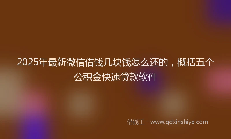 2025年最新微信借钱几块钱怎么还的，概括五个公积金快速贷款软件