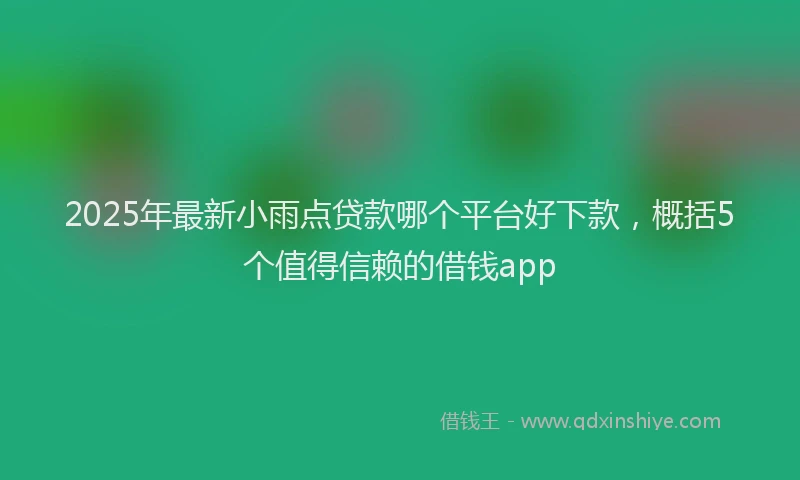 2025年最新小雨点贷款哪个平台好下款，概括5个值得信赖的借钱app