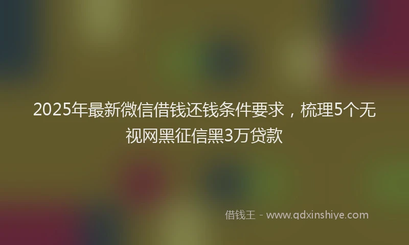 2025年最新微信借钱还钱条件要求，梳理5个无视网黑征信黑3万贷款